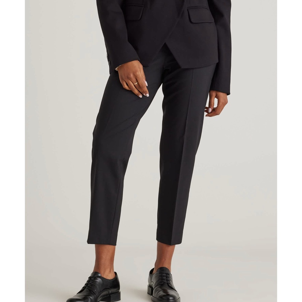 Quince Italian Wool Slim Leg Ankle Pants Black Elastic Waist Womens Size 2